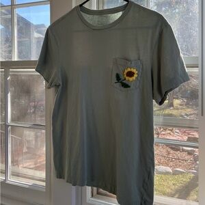 Sage Green Embroidered Pocket Tee